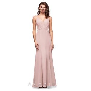 Azazie Dusty Rose Bridesmaid Dress + jeweled belt